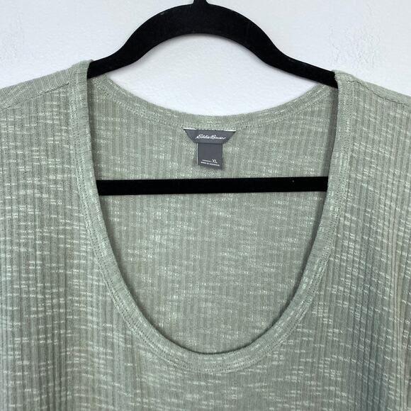 Eddie Bauer Revive Ribbed Scoop-Neck Tee in Sage Curved Hem Green Casual Size XL - Picture 3 of 10